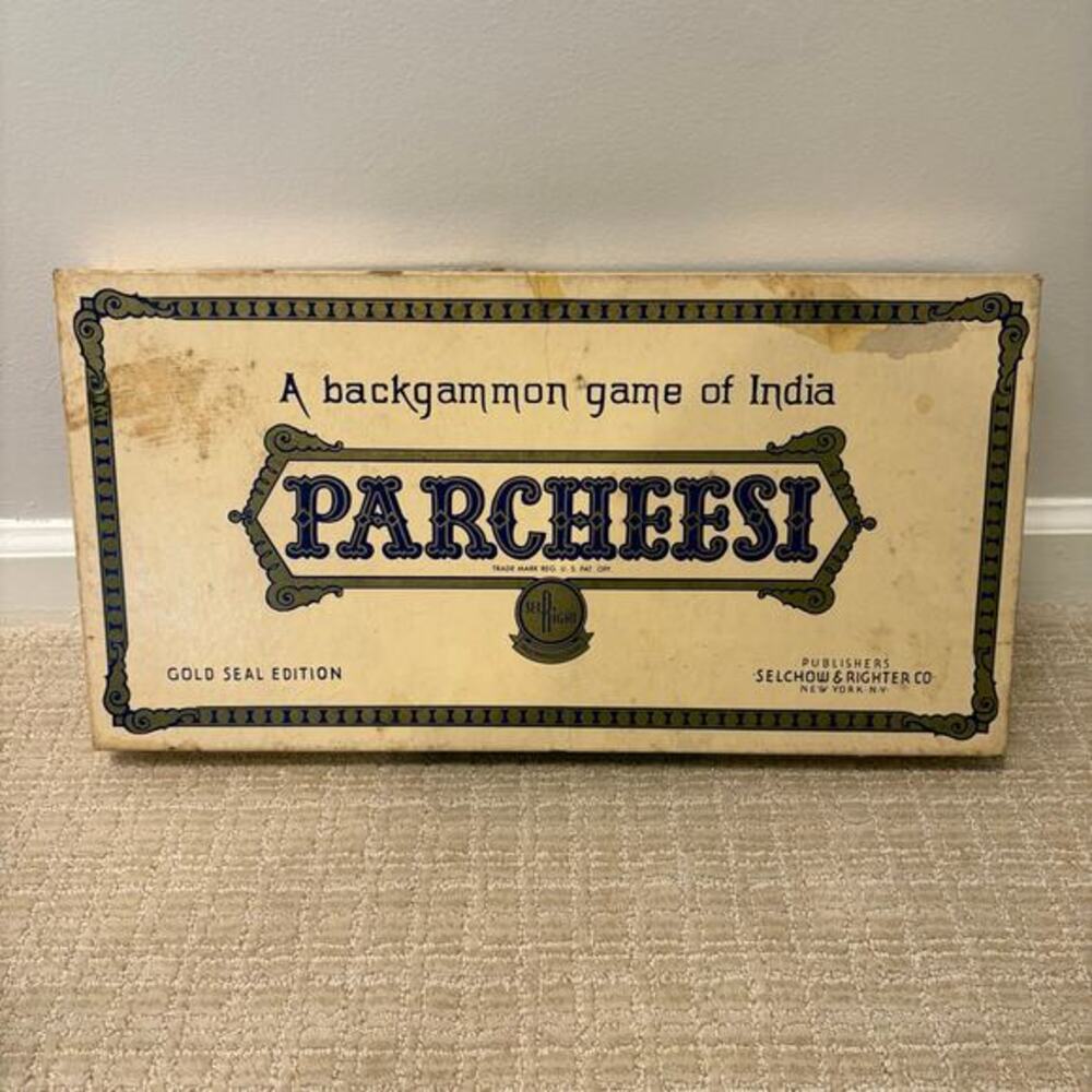 Vintage 1959 PARCHEESI No. 2 Gold Seal Edition Selchow & Righter Mostly Complete